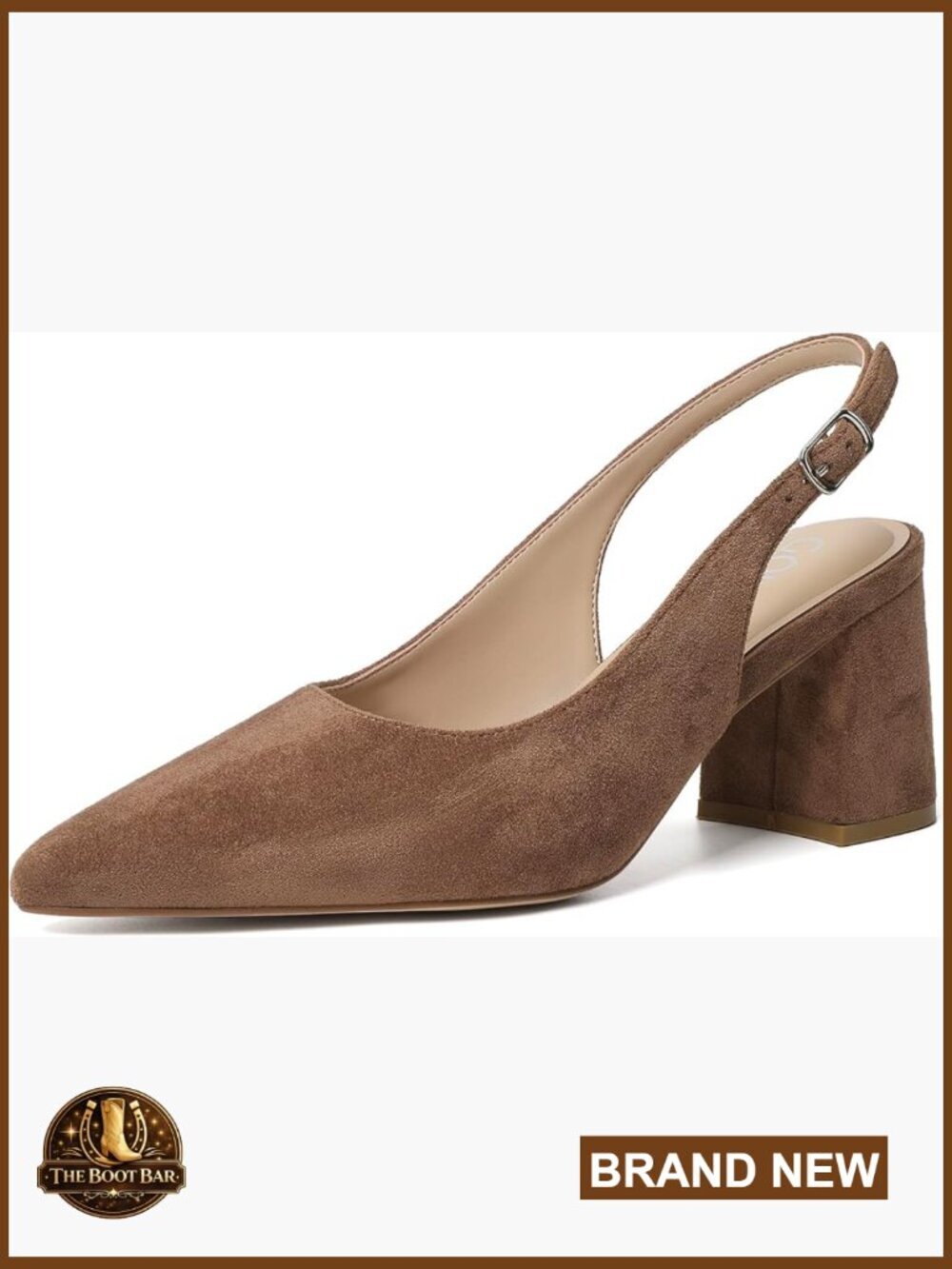 Block Slingback Heels Pointed Toe Chunky Heels Office Pumps Women's Shoes